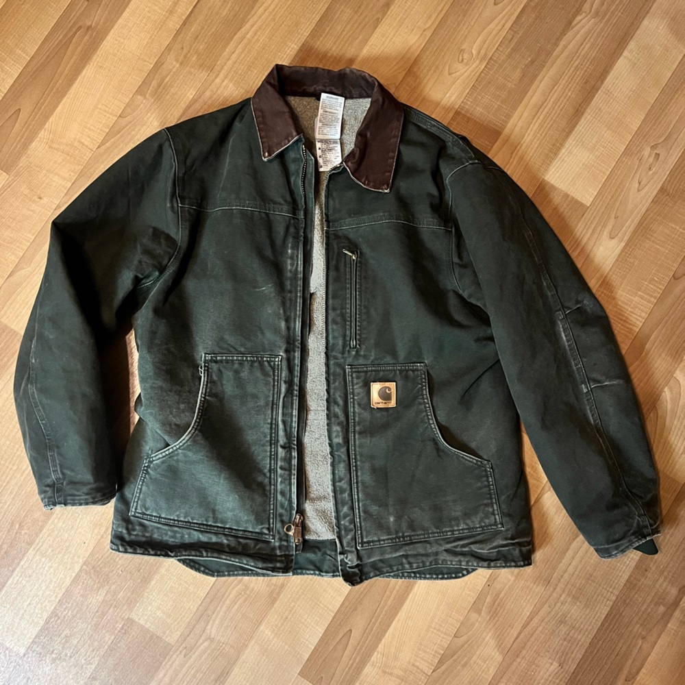 Vintage Carhartt men’s jacket large dark green fleece lined
